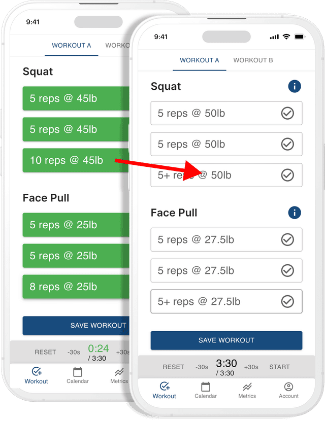 Client workout progression